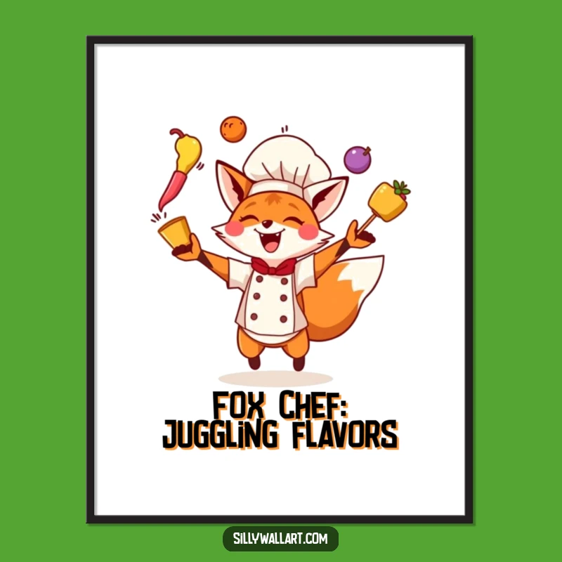 Free Printable Fox Chef Wall Art: Energetic Kitchen Decor Downloadable!