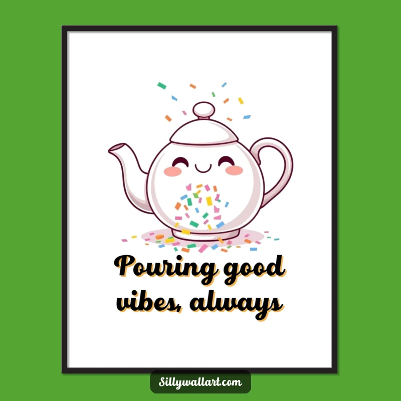 Free Printable Wall Art: Cheerful Teapot Confetti Blast for a Fun Downloadable Gift