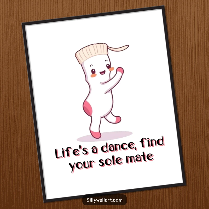 Funny Free Printable Wall Art: A lone sock passionately dancing the tango with a flat dryer sheet.