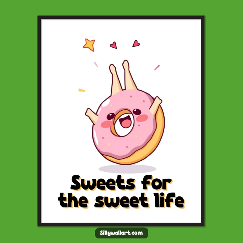 Free Printable Wall Art: Donut Somersault Champion, Funny Downloadable Decor Gift