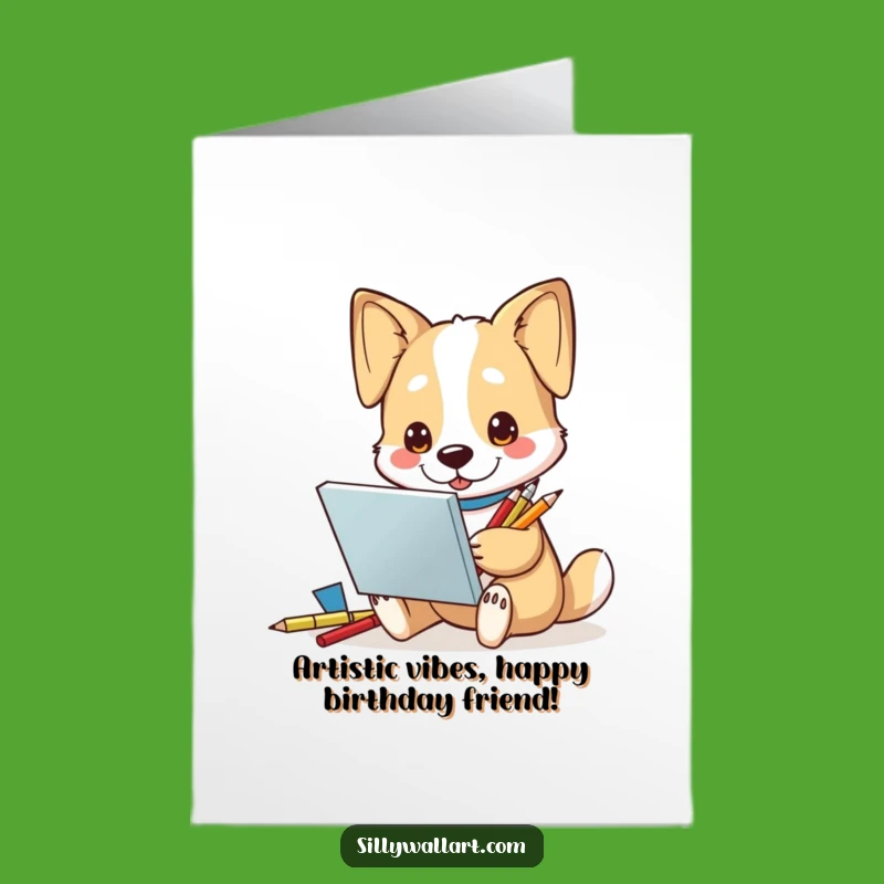 Free Printable Dog Artist Birthday Card: A Canine Creator Delivers Laughs!