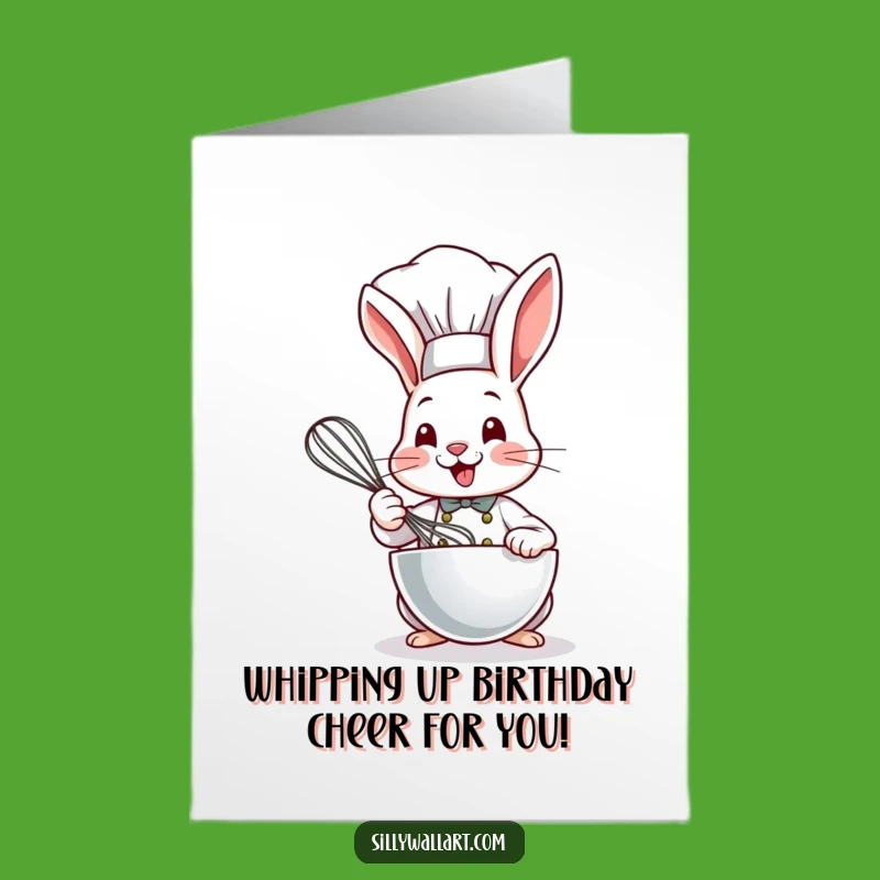 Free Printable Bunny Chef Birthday Card: Funny Whisking Chef Downloadable Gift!