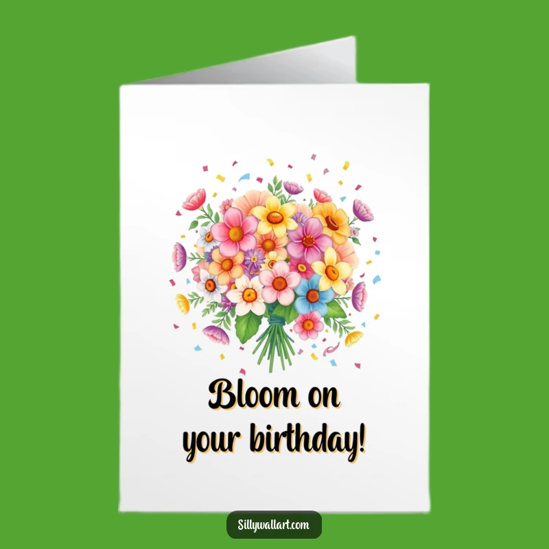 Free Printable Funny Flower Birthday Card: Confetti Bouquet Downloadable Gift