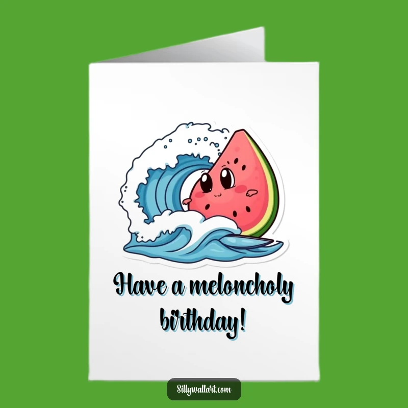 Funny Free Printable Birthday Card: Surfing Watermelon - Downloadable & Rad!