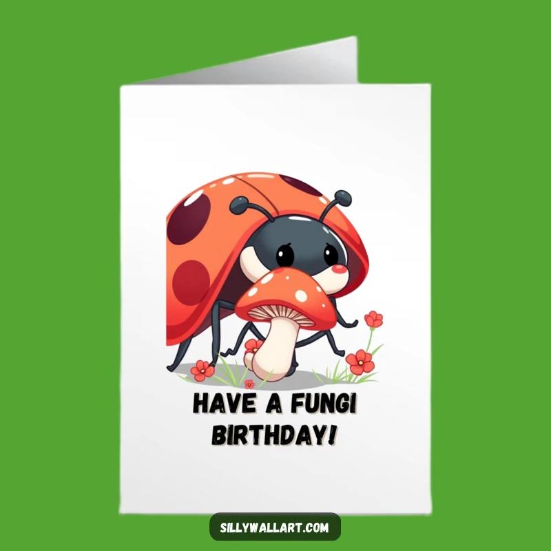 Free Printable Birthday Card: Shy Mushroom & Ladybug for Funny DIY Gift