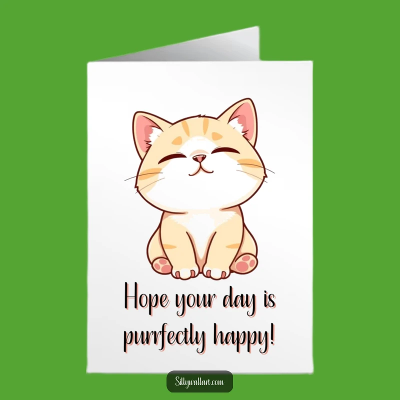 Free Printable Birthday Card: Contented Purring Cat, Funny Downloadable Gift for Cat Lovers