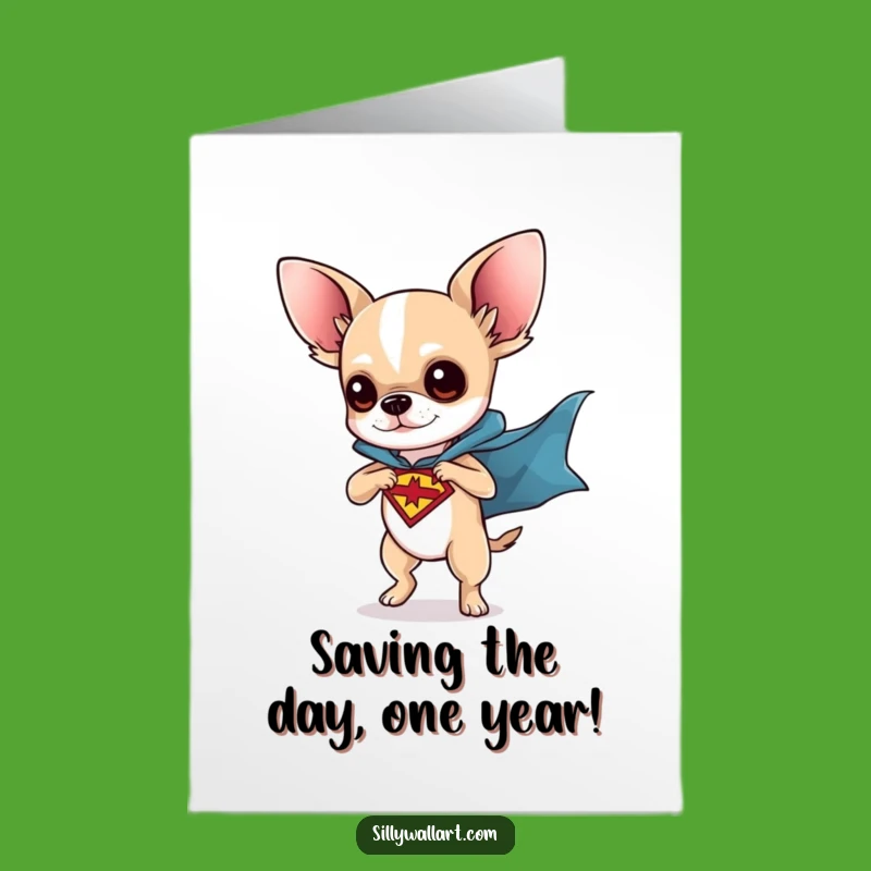 Free Printable Superhero Chihuahua Birthday Card: Funny Dog Downloadable Gift