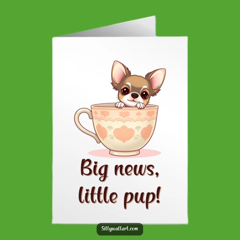 Free Printable Chihuahua Congrats Card: Curious Pup Funny Teacup Downloadable Gift