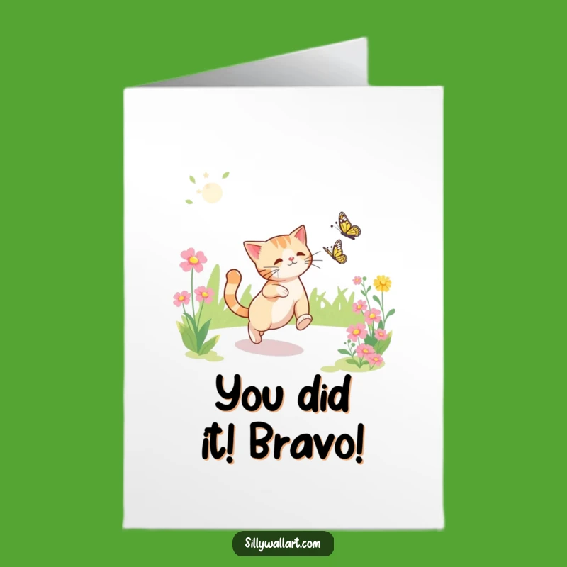 Free Printable Congrats Card: Cat & Butterfly Fun, Hilarious Downloadable Gift
