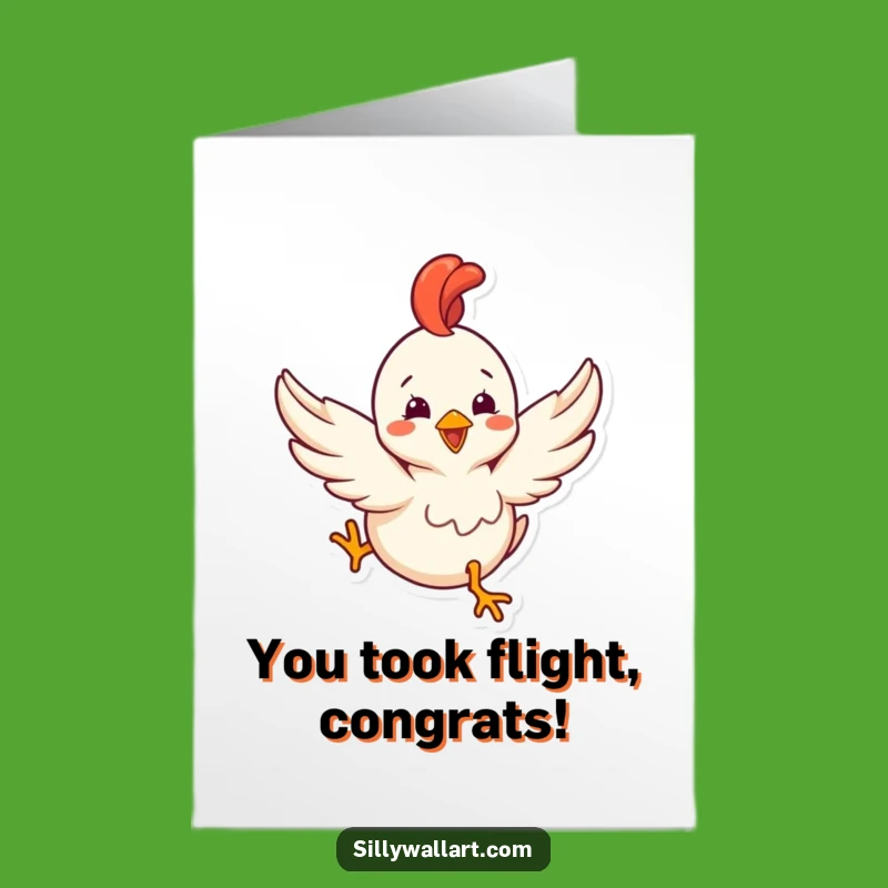 Free Printable Rubber Chicken Congrats Card: Flying High Funny Downloadable Gift for Success