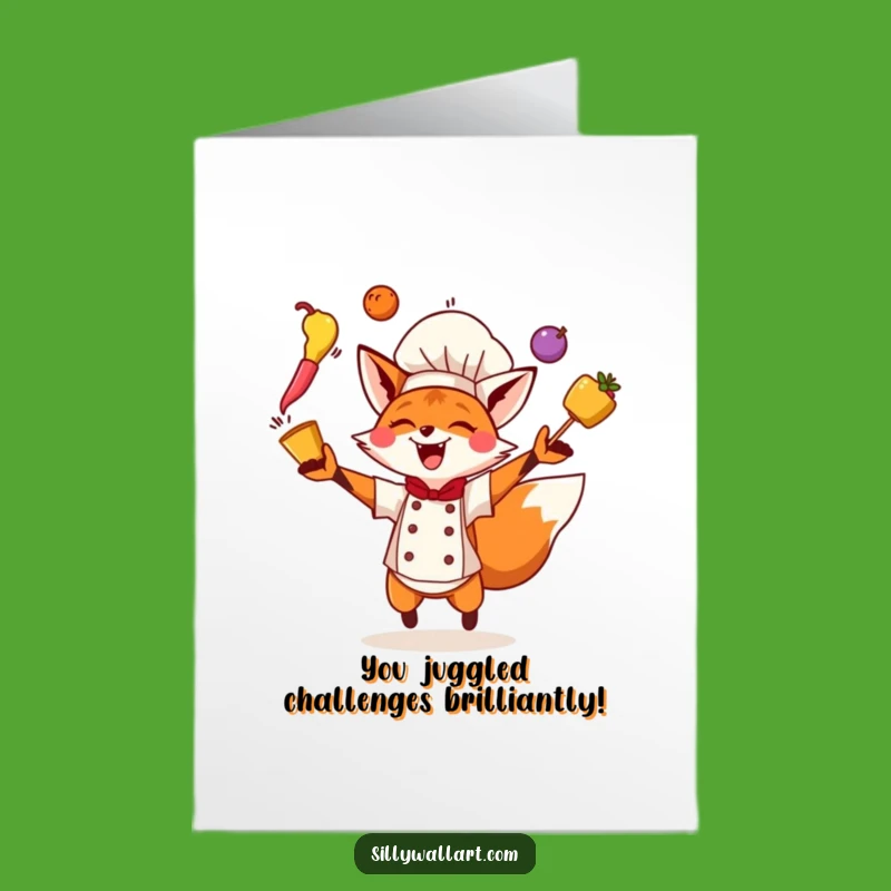 Free Printable Fox Chef Congrats Card: Juggling Success Downloadable!