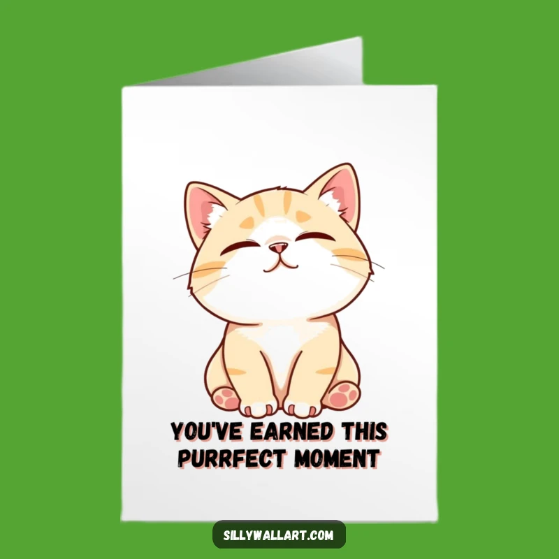 Free Printable Congrats Card: Contented Purring Cat, Funny Downloadable Gift for Sweet Success