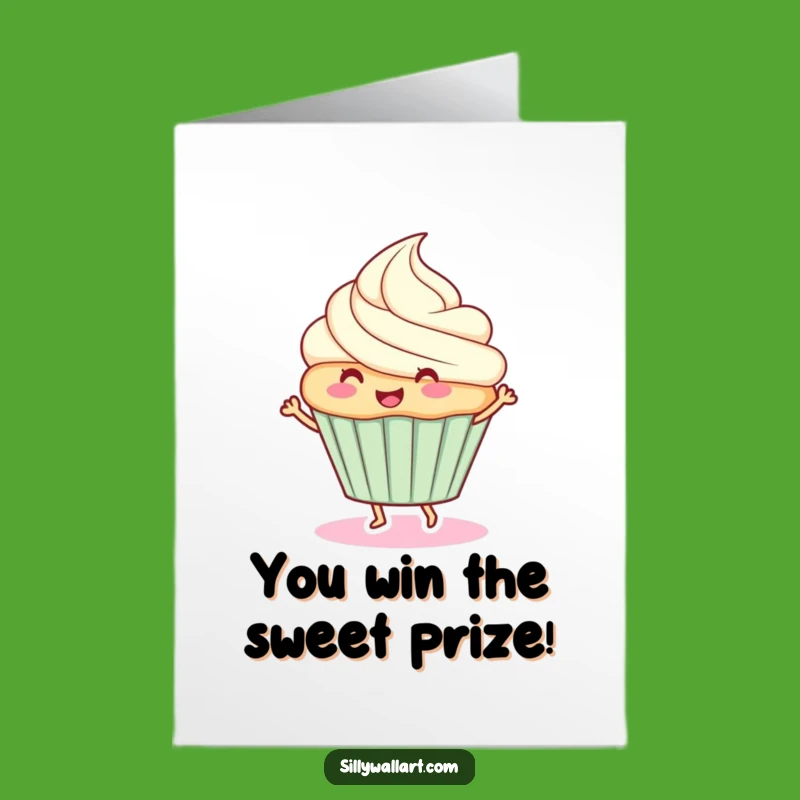 Free Printable Funny Cupcake Congrats Card: Dancing Treat Downloadable DIY Gift