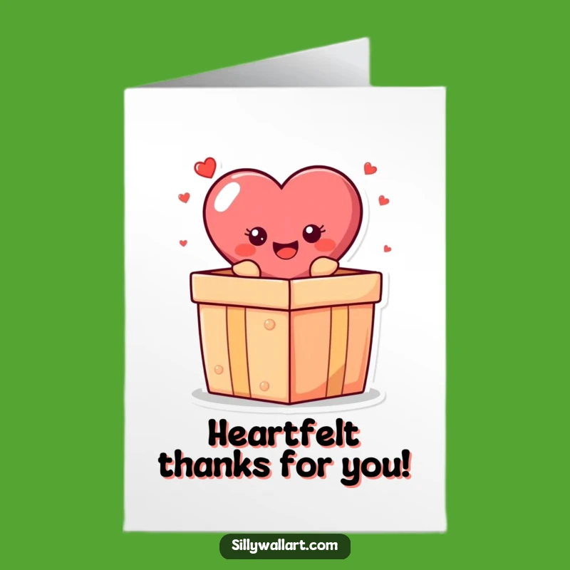Free Printable Funny Heart Thank You Card: Gift Box Surprise Downloadable Gift