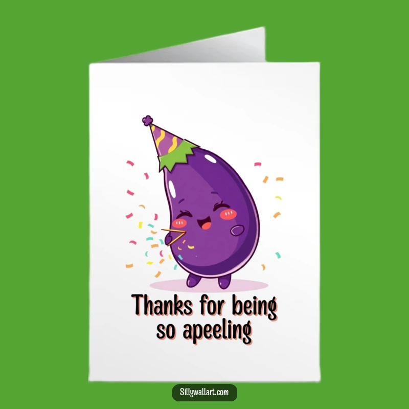 Free Printable Thank You Card: Eggplant Party Popper - Humorous Downloadable Gift