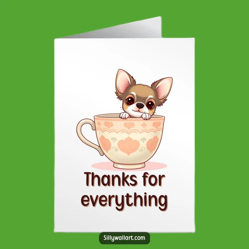 Free Printable Chihuahua Thank You Card: Curious Pup Funny Teacup Downloadable Gift