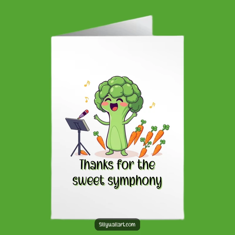 Free Printable Broccoli Thank You Card: Veggie Conductor Funny Downloadable Gift for Everyone