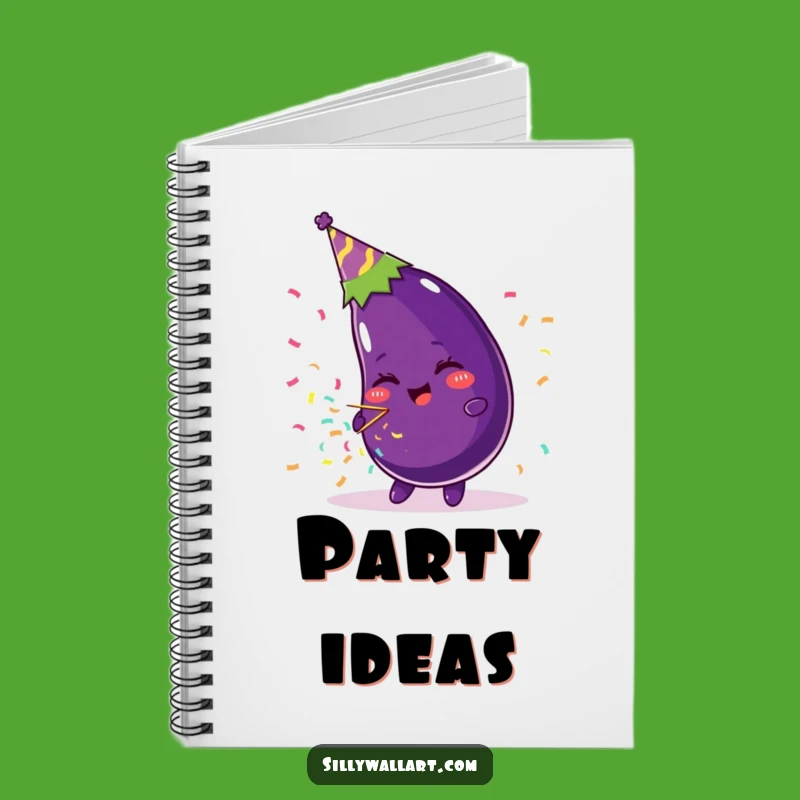 Funny Beaming Eggplant Party Hat Notebook - Party Planning Journal