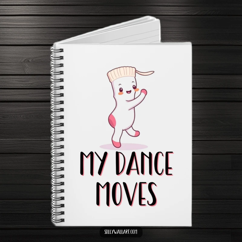 Funny sock and dryer sheet dancing the tango, on the cover of a notebook for humorous note-taking.