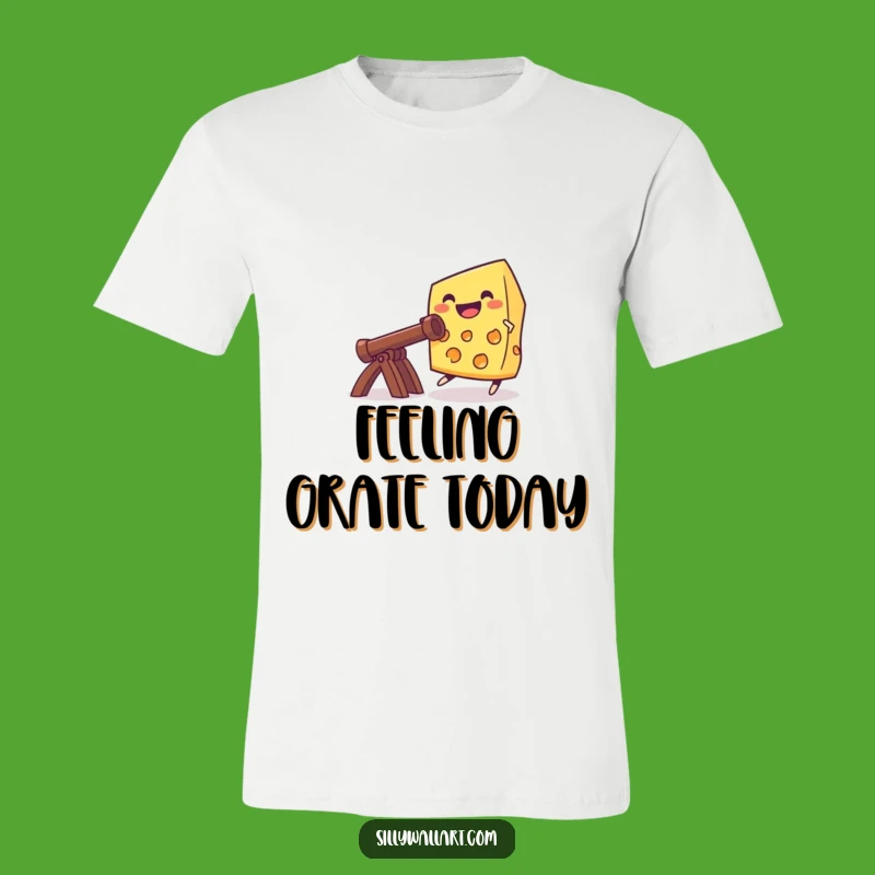 Funny Cheese Catapult T-Shirt: Grinning Cheese Launch, Cheesy Humor Tee
