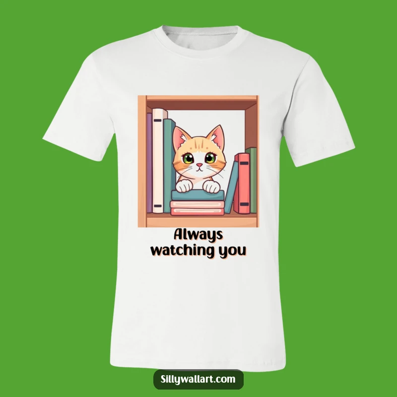 Funny Curious Cat Tee - Bookworm Gift for Sneaky Felines