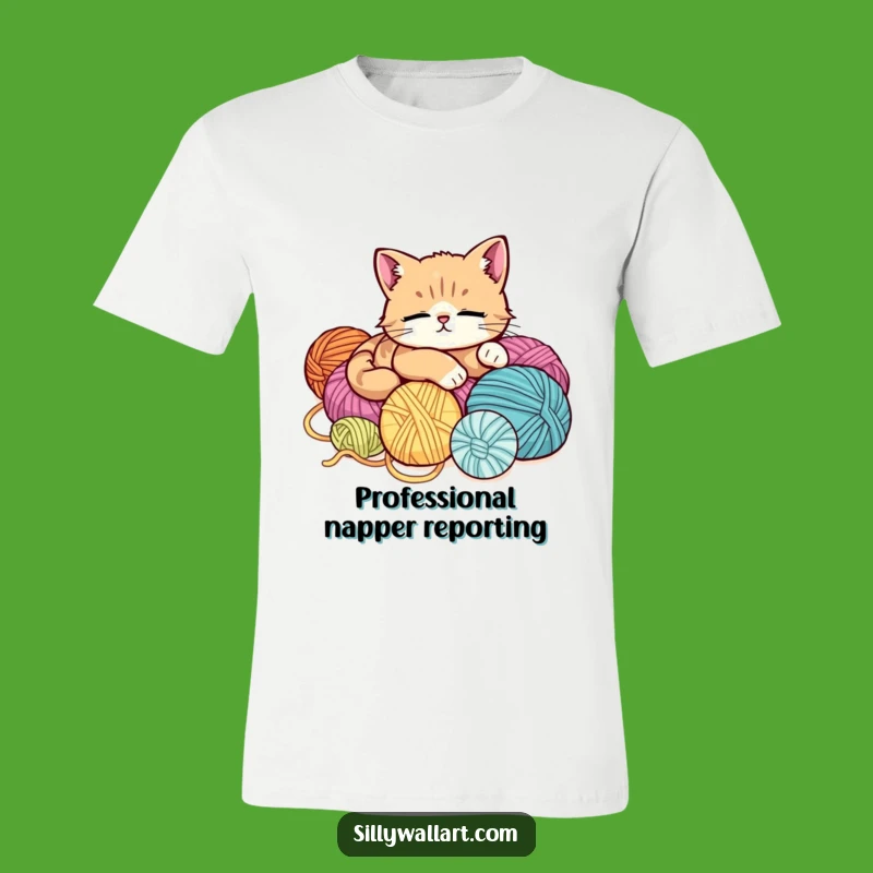 Funny Relaxed Cat Tee - Comfy & Cute Gift for Yarn Enthusiasts