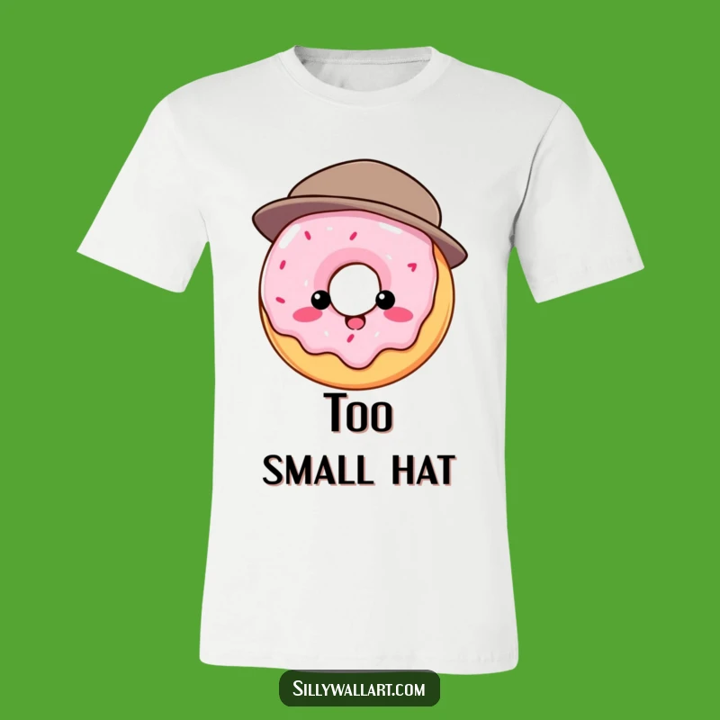 Funny Donut T-Shirt: Hat struggle design, a hilarious tee for lovers of sweet absurdity.