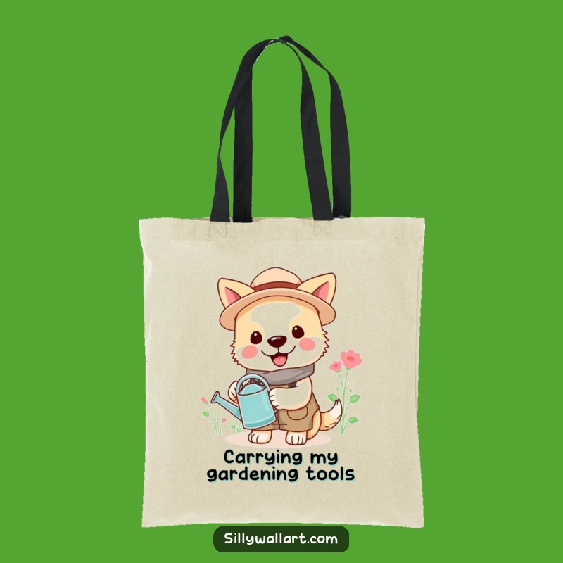 Funny Gardener Dog Tote Bag: Cheerful Bloom Carry-All, Hilarious