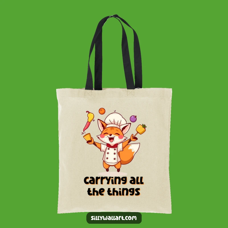 Funny Fox Chef Tote Bag: Juggling Essentials, Perfect Gift!