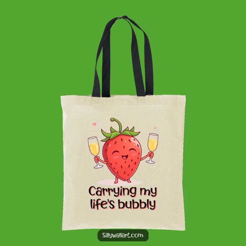 Funny Giggling Strawberry Champagne Tote - Hilarious Bag for Party Essentials & Gifts
