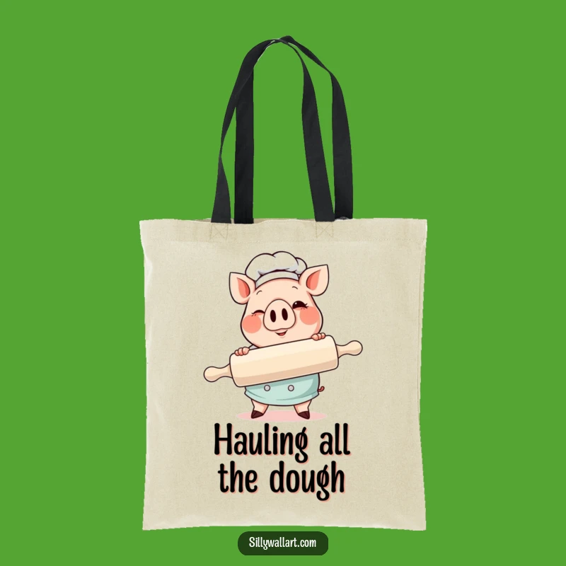 Funny Pig Chef Tote Bag: Winking Chef, Perfect Rolling Pin Gift!