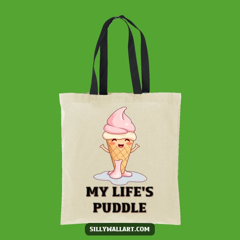 Funny Giggling Ice Cream Tote Bag: Melting Cone Shrug Bag, Perfect Beach Funny Gift